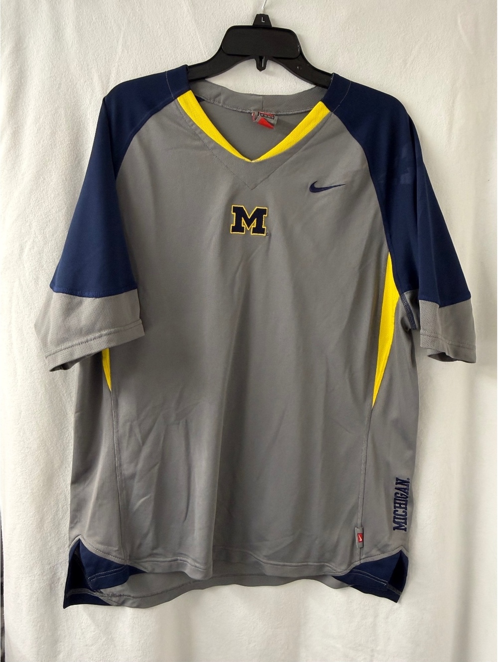 Nike Team Michigan Wolverines Shirt XXL Gray Navy Maize NCAA Football